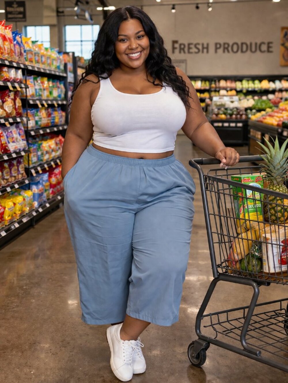 These plus size light blue capri pants